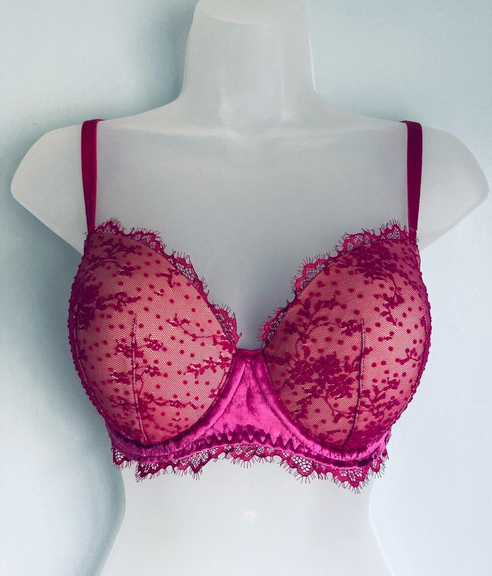 Victoria's Secret Bra Dream Angels Lined Demi 32DDD Lace Velvet Fairy